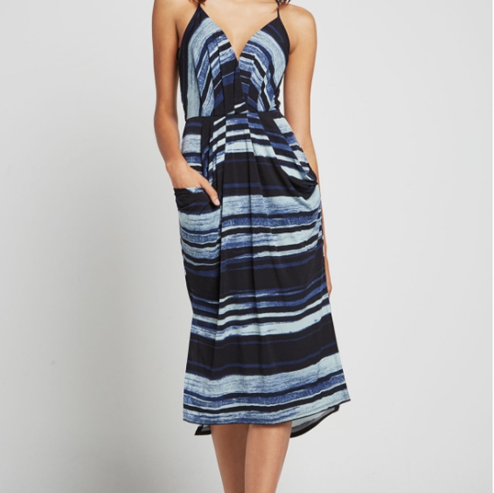 BCBGeneration striped midi dress with pockets